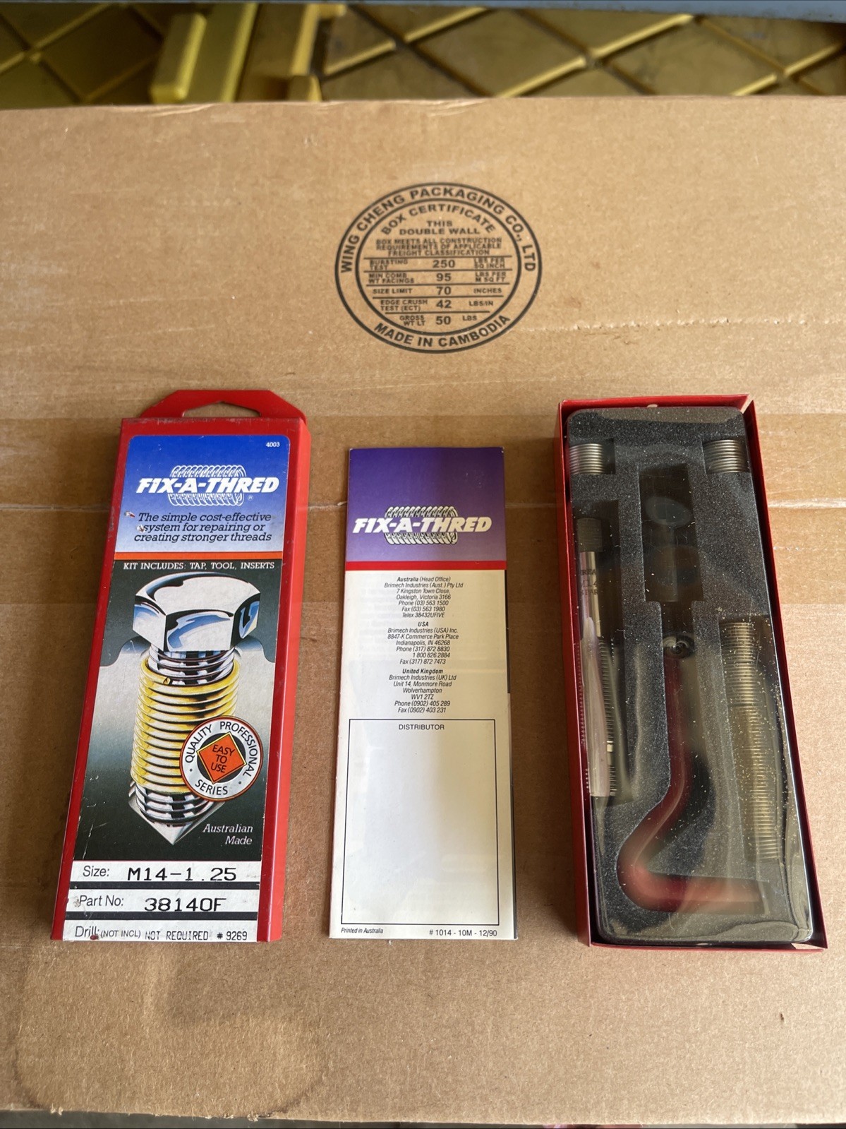 Fix-A-Thread Thread Repair Kit Size : M14-1.25 Part # 38140F NOS
