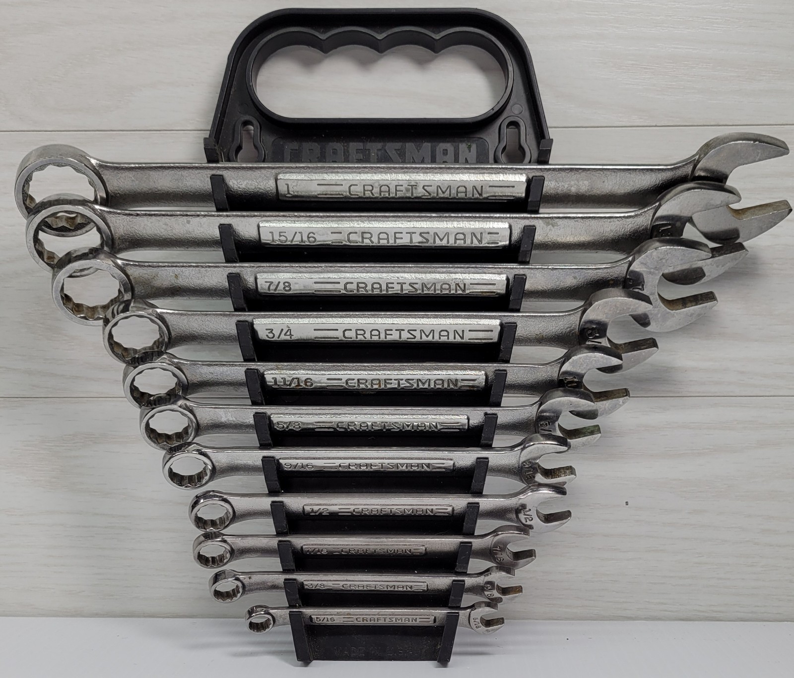 USA Craftsman 10 piece SAE Combination wrench set 5/16-1 Vintage