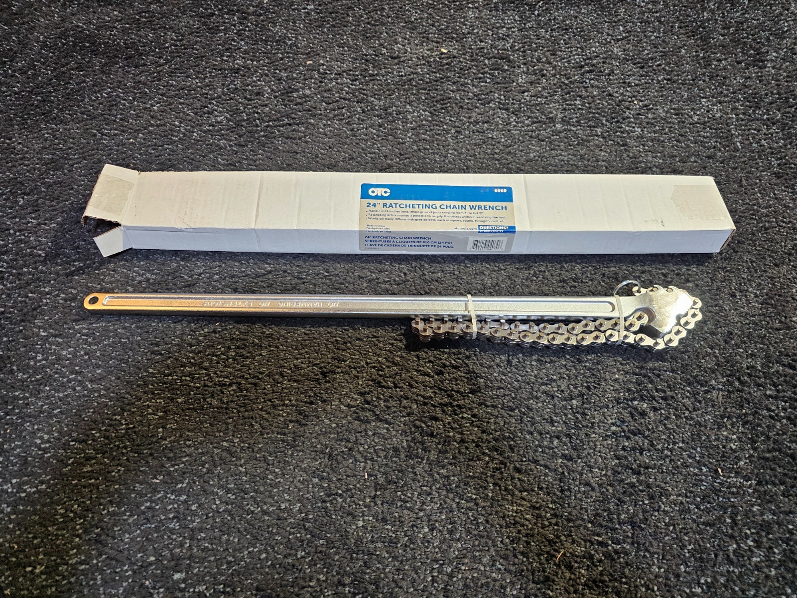 OTC Tools 6969 24″ Ratcheting Chain Wrench 3 to 6-1/2 in Chain Adjustment Range