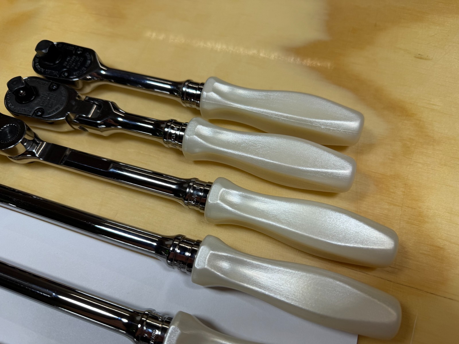 Snap-on Tools NEW RARE PEARL WHITE 8pc 3/8″ Drive Hard Grip Master Ratchet Set