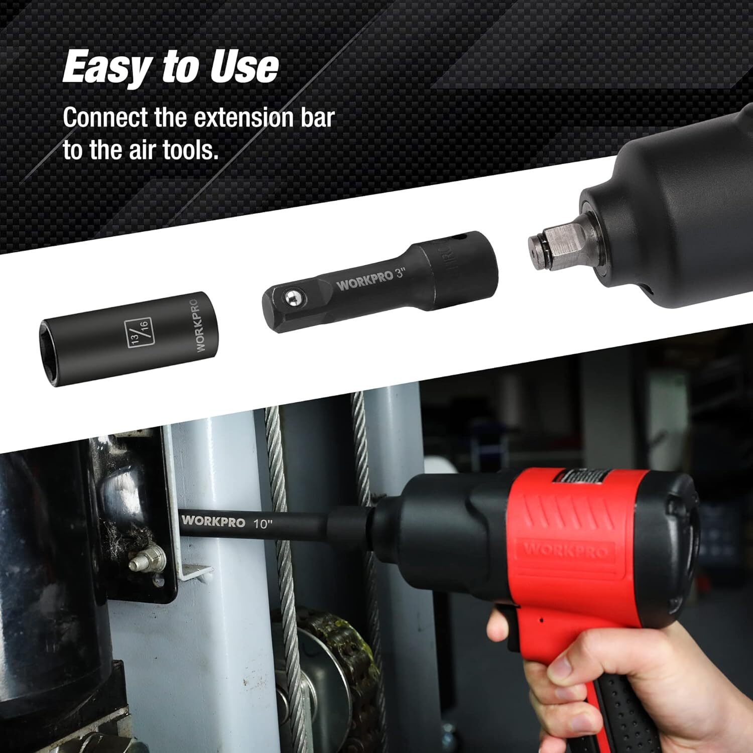 9 PCS Impact Driver Extension Bar Set, 1/4″, 3/8″ and 1/2″ Drive Socket Extensio
