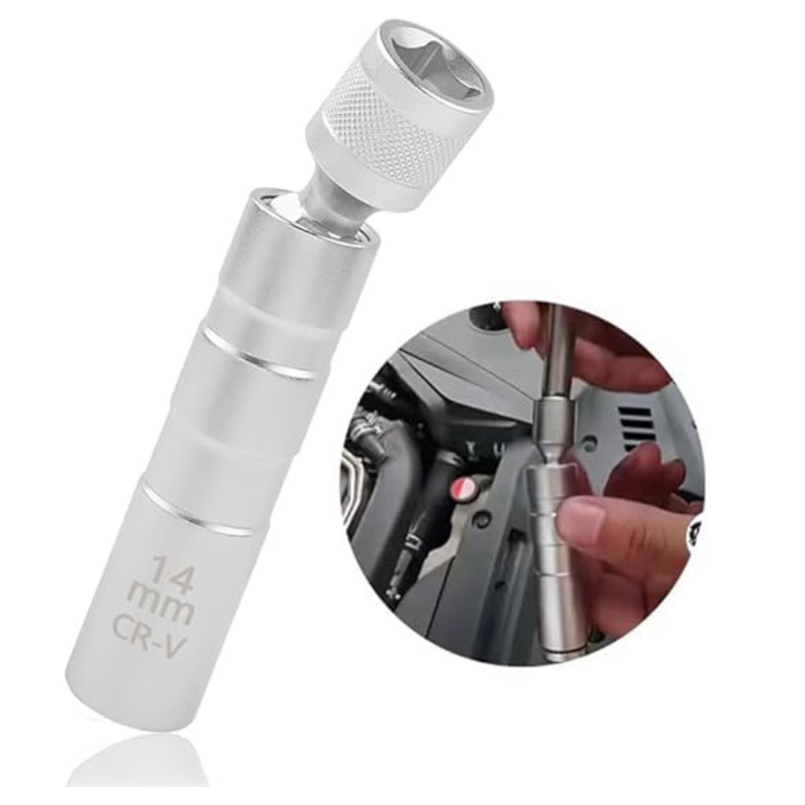 14mm & 16mm Thin Wall Magnetic Swivel Spark Plug Socket 12-Point Removal Tool