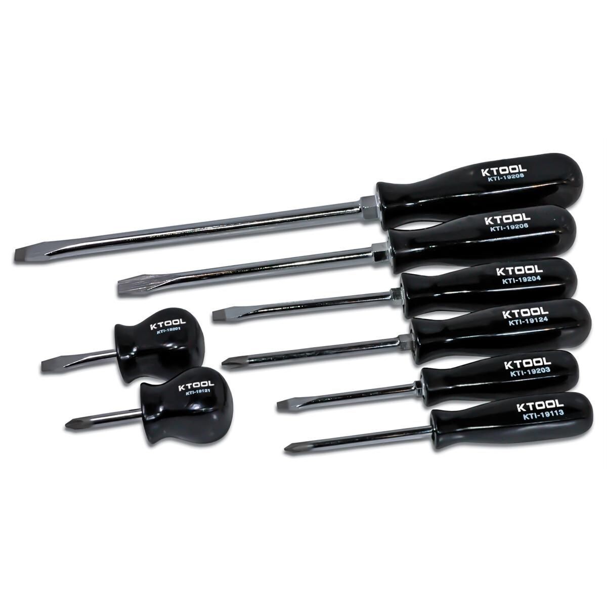 K Tool International New KTI-19000 Black 8 Pc Screwdriver Set & Storage Tray