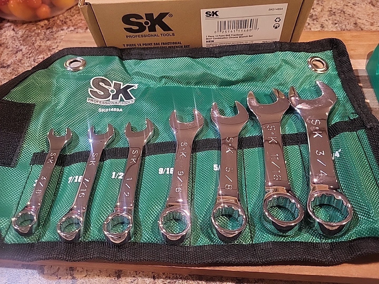 S-K Tools 7 Pc. 12 Pt. SAE Stubby Wrench Set SKO1489A 3/8″-3/4″. NEW! 🔥