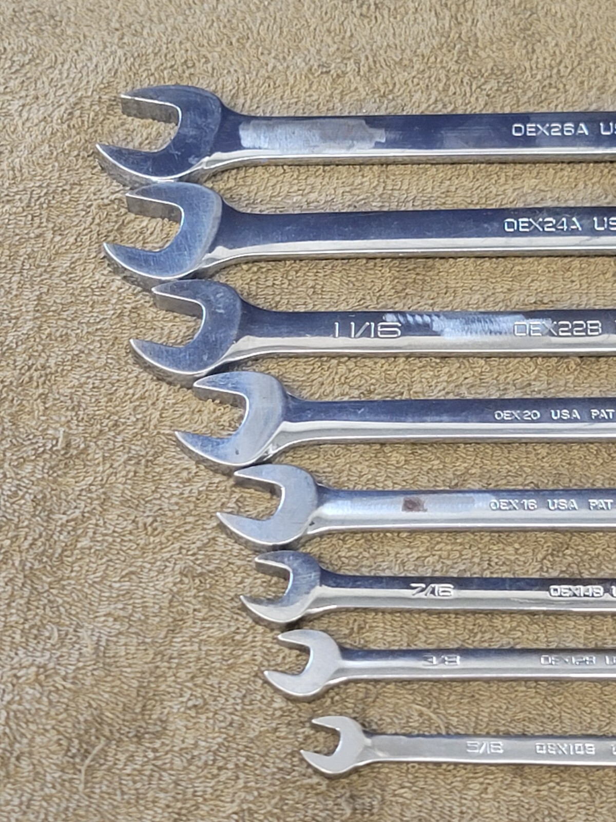 Snap on OEX Combination Wrench Set Sae 13/16 3/4 11/16 5/8 1/2 7/16 3/8 5/16″