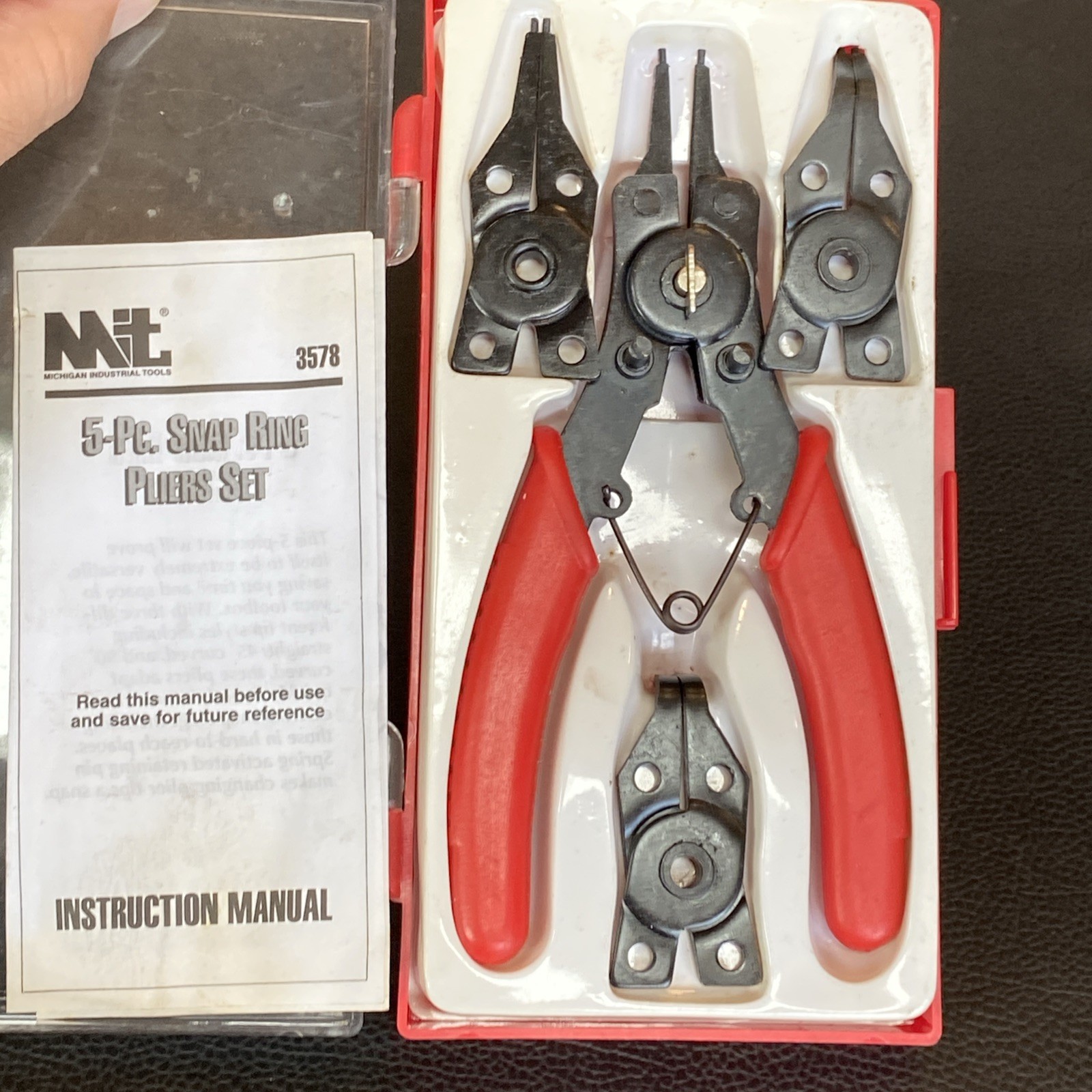 Mit 5 PC Tip Snap Ring Pliers & Spring Loaded Hog Ring Pliers Kit Set Lot Tools