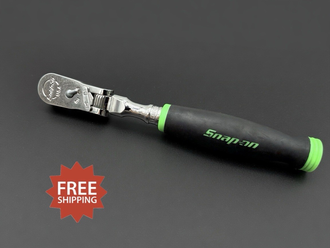 Snap-On Tools FHX80B 3/8″ Drive GREEN Soft Grip Handle LOCKING FLEXHEAD Ratchet