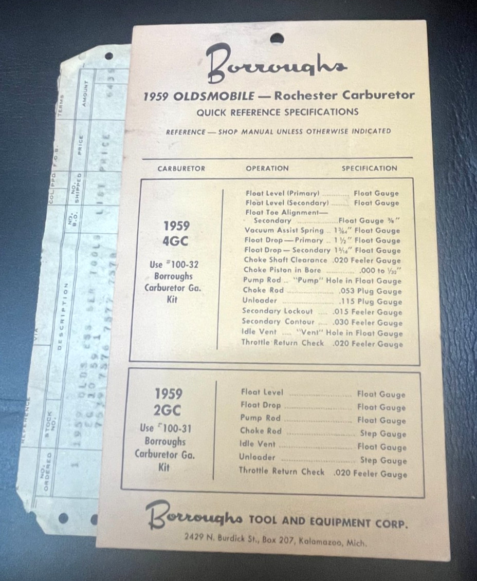 1959 Oldsmobile Kent-Moore Specialty Automotive Tool Kit