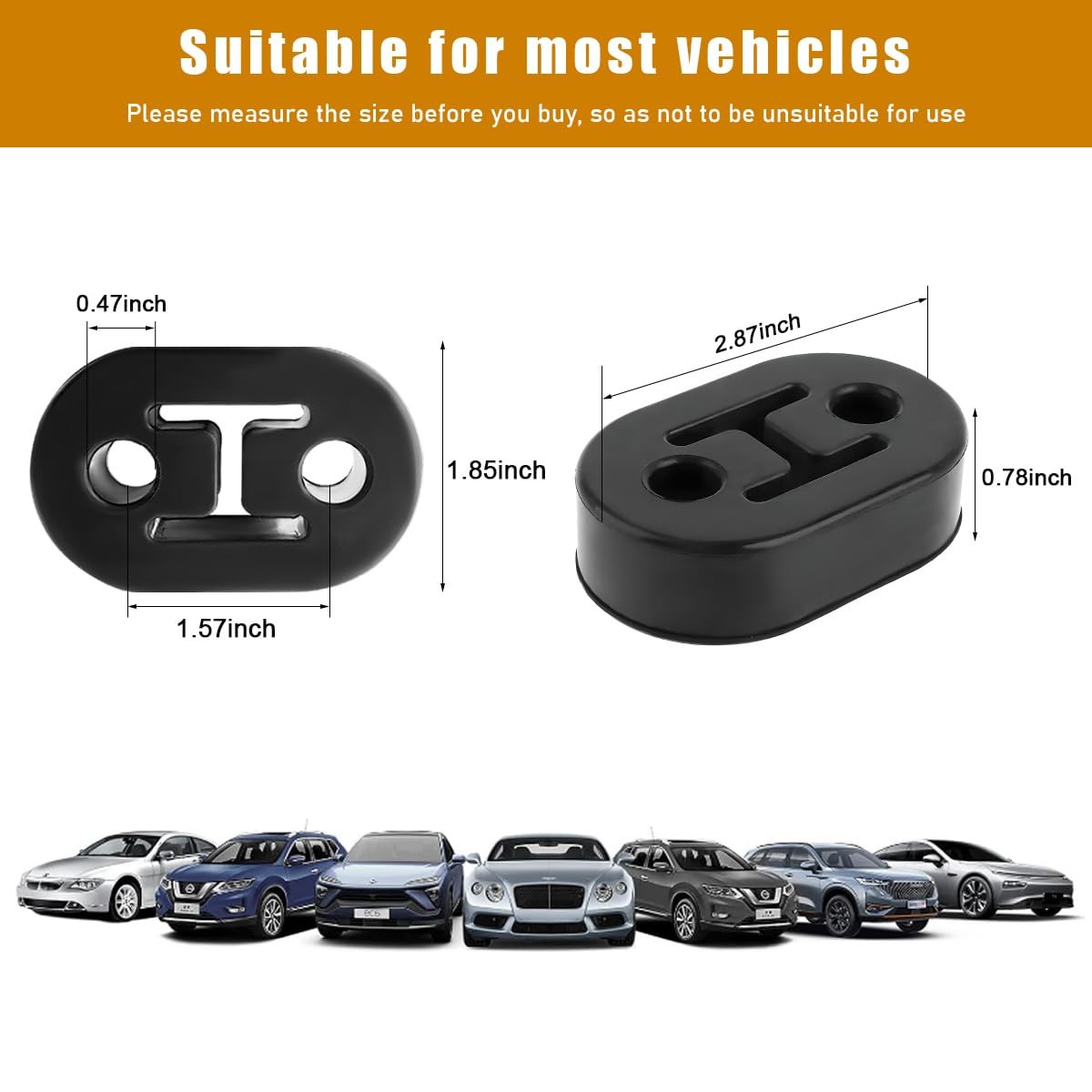 2 Pack Car Exhaust Rubber Hanger 2 Holes Adjustable Muffler Hangers
