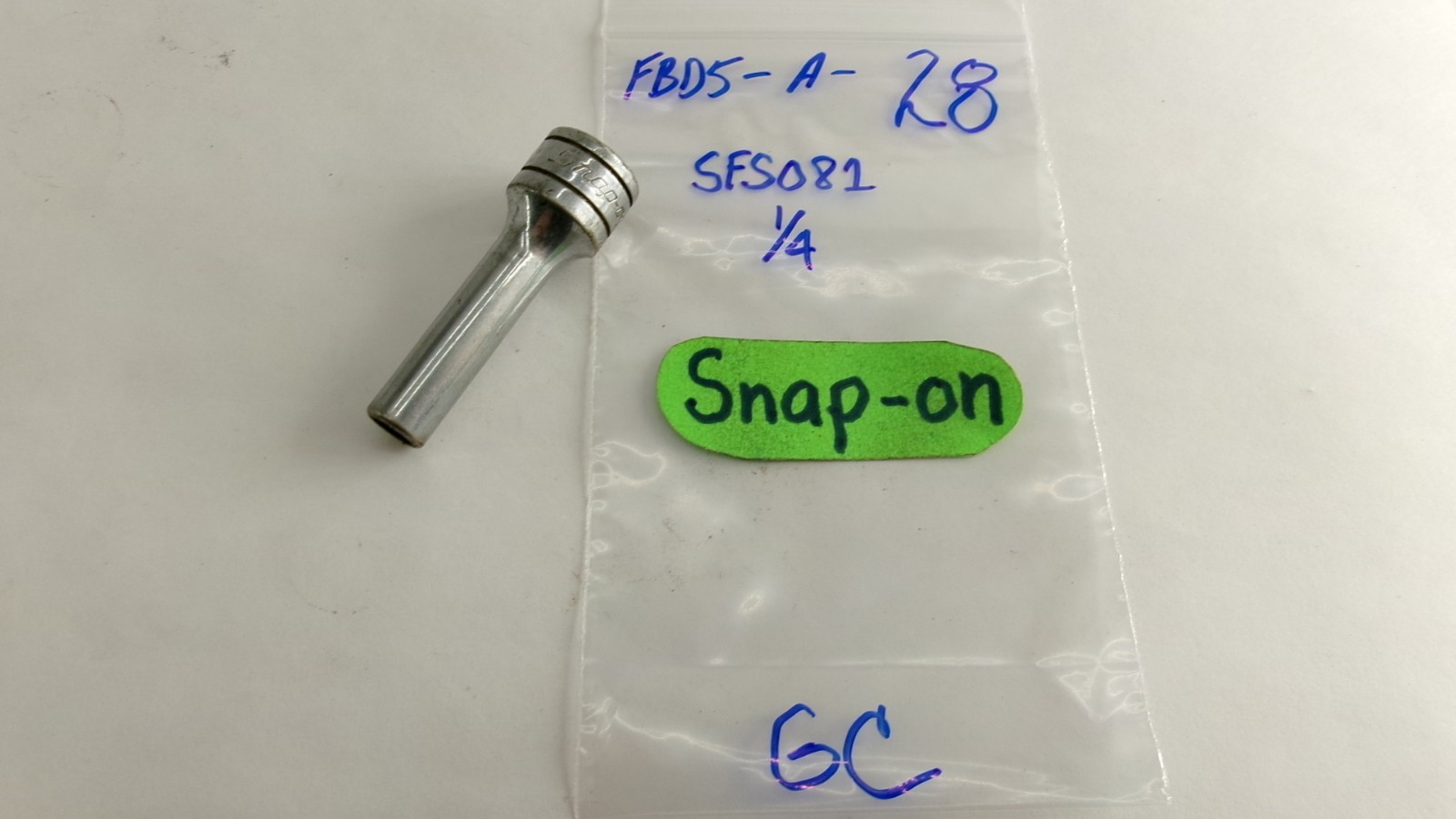 Snap-on tools 3/8″ drive 1/4″ SAE Deep 6 point Socket SFS081 USA Nice!