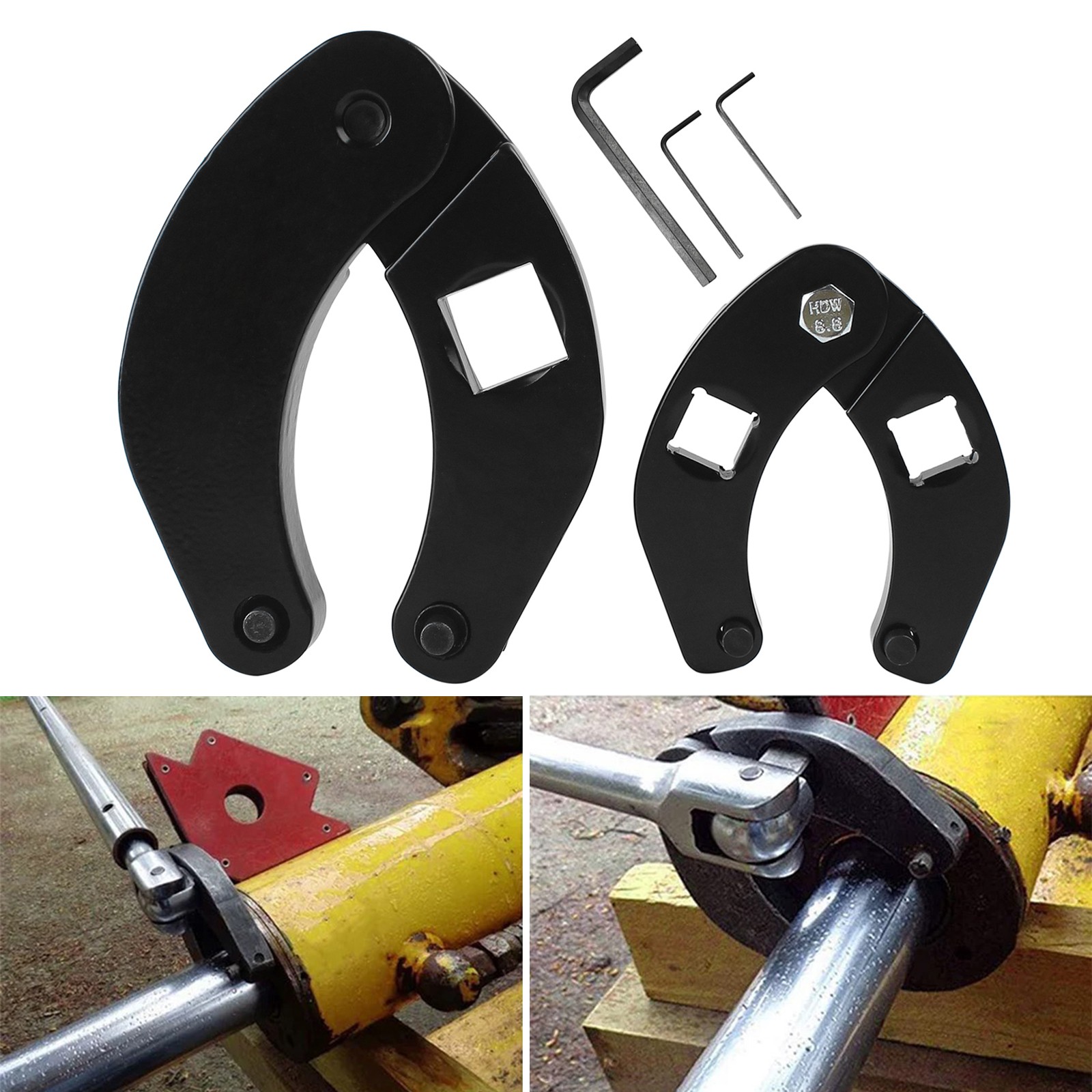 Black Adjustable 1266 Gland Nut Wrench 7463 Spanner Tool for Hydraulic Cylinders