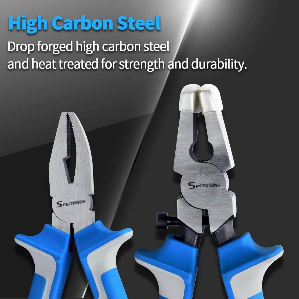 SPEEDWOX 2Pcs Glass Breaking Pliers Flat Jaw and Breaking&Grozer, Blue