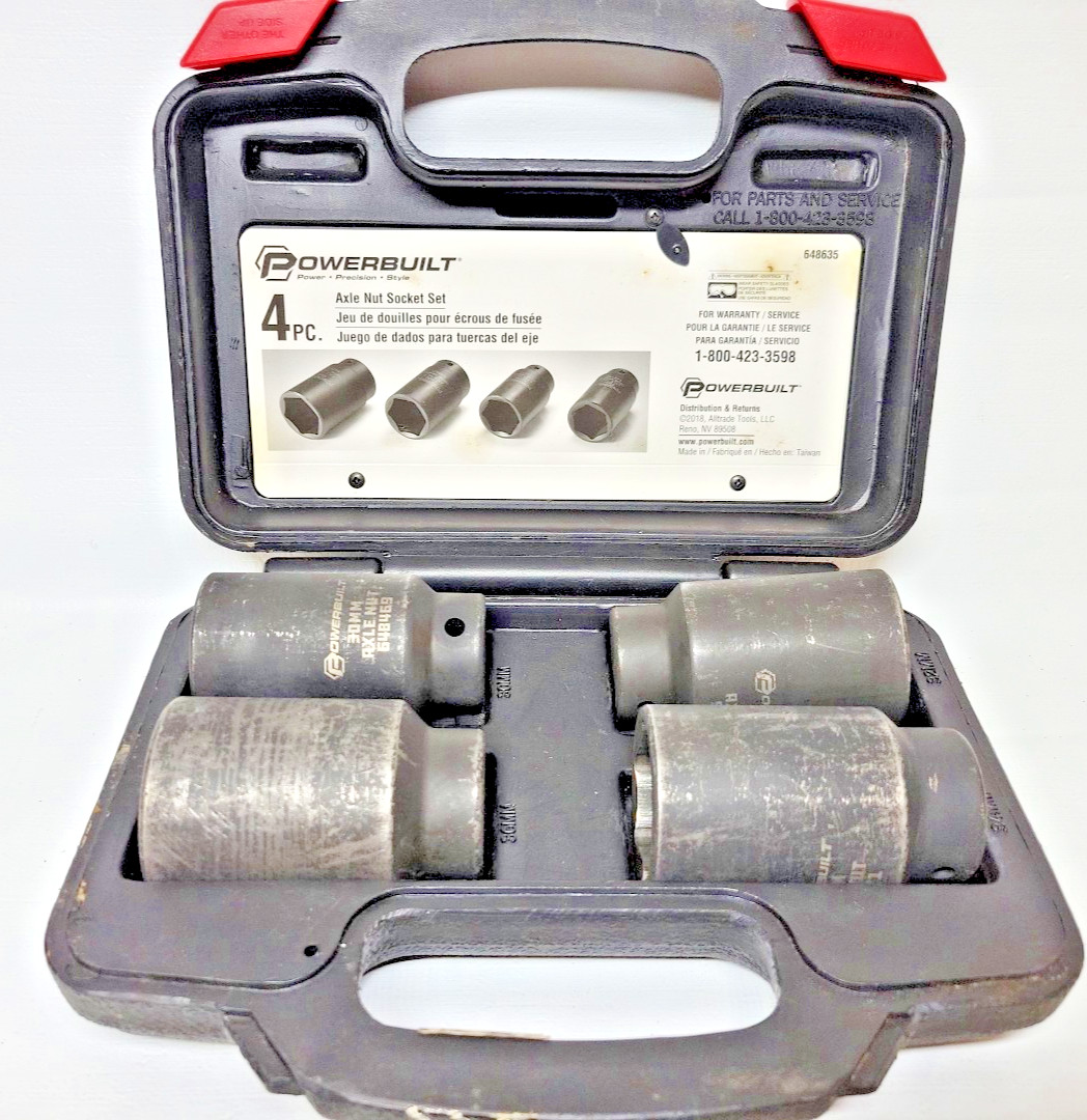 POWER BUILT ,AXLE NUT SOCKET SET, 648635, 4PC.WITH HARD CASE, KIT 10 ( B4)
