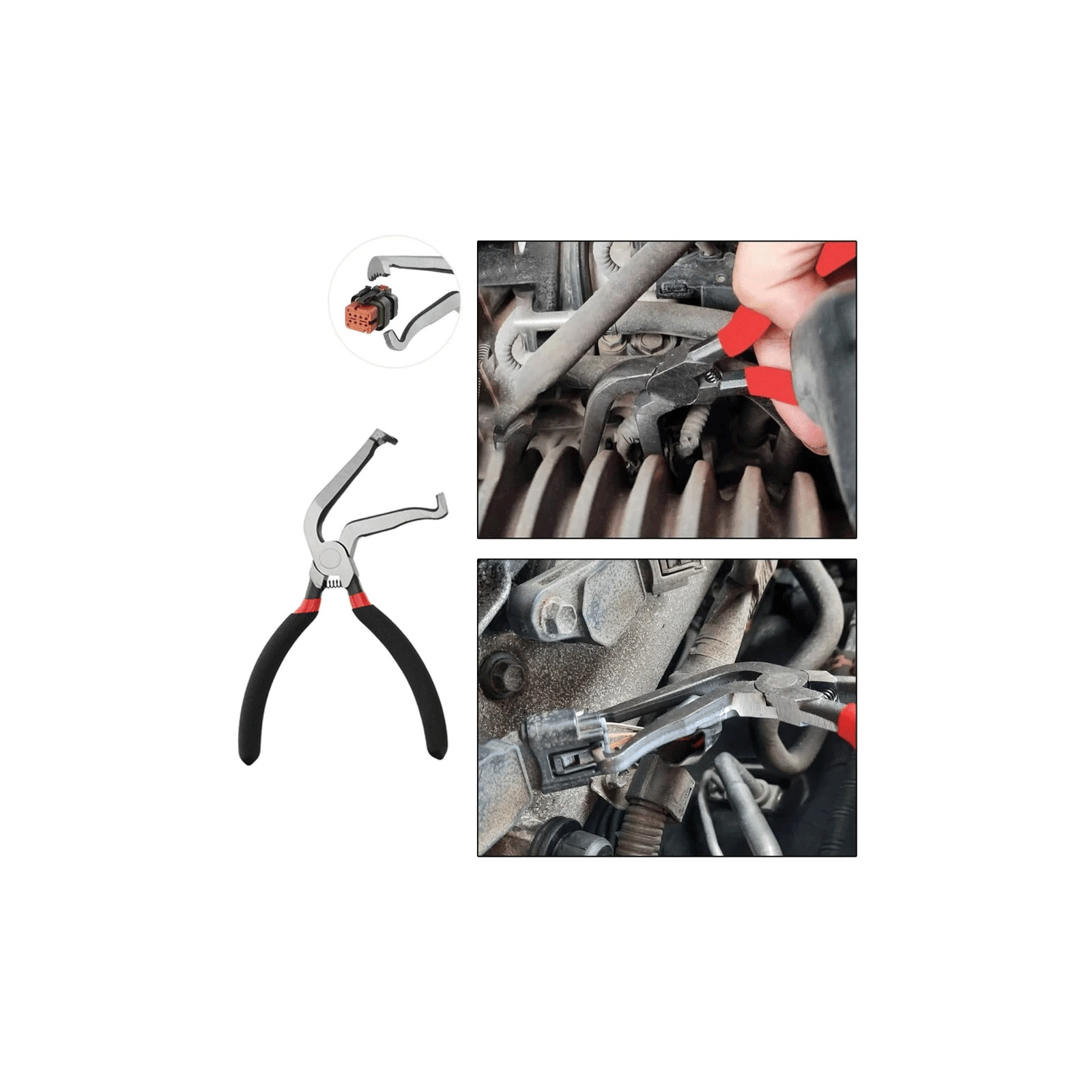 2pc Electrical Disconnect Pliers Set Straight & 60° For Auto Connectors