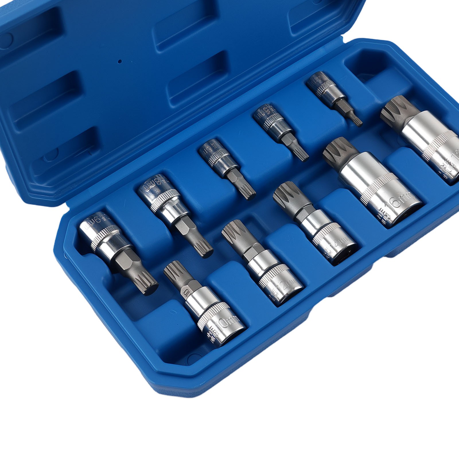 10pc Triple Square 12 Point Spline Bit socket Set M4 to M18 S2 Steel Bits
