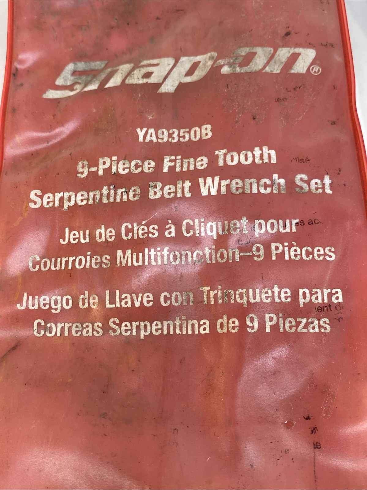 Snap On Tools Ratcheting Serpentine Belt Tensioning Wrench Set 9pc YA9350B USA