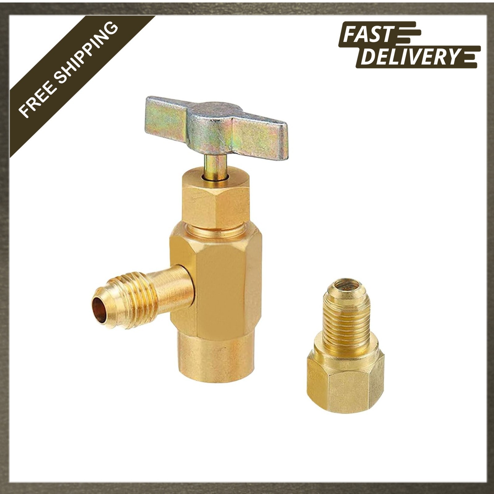 R1234YF Self-Sealing Can Tap Depressor Brass Adapter, 1/4″ SAE 1/2″ LH Thread