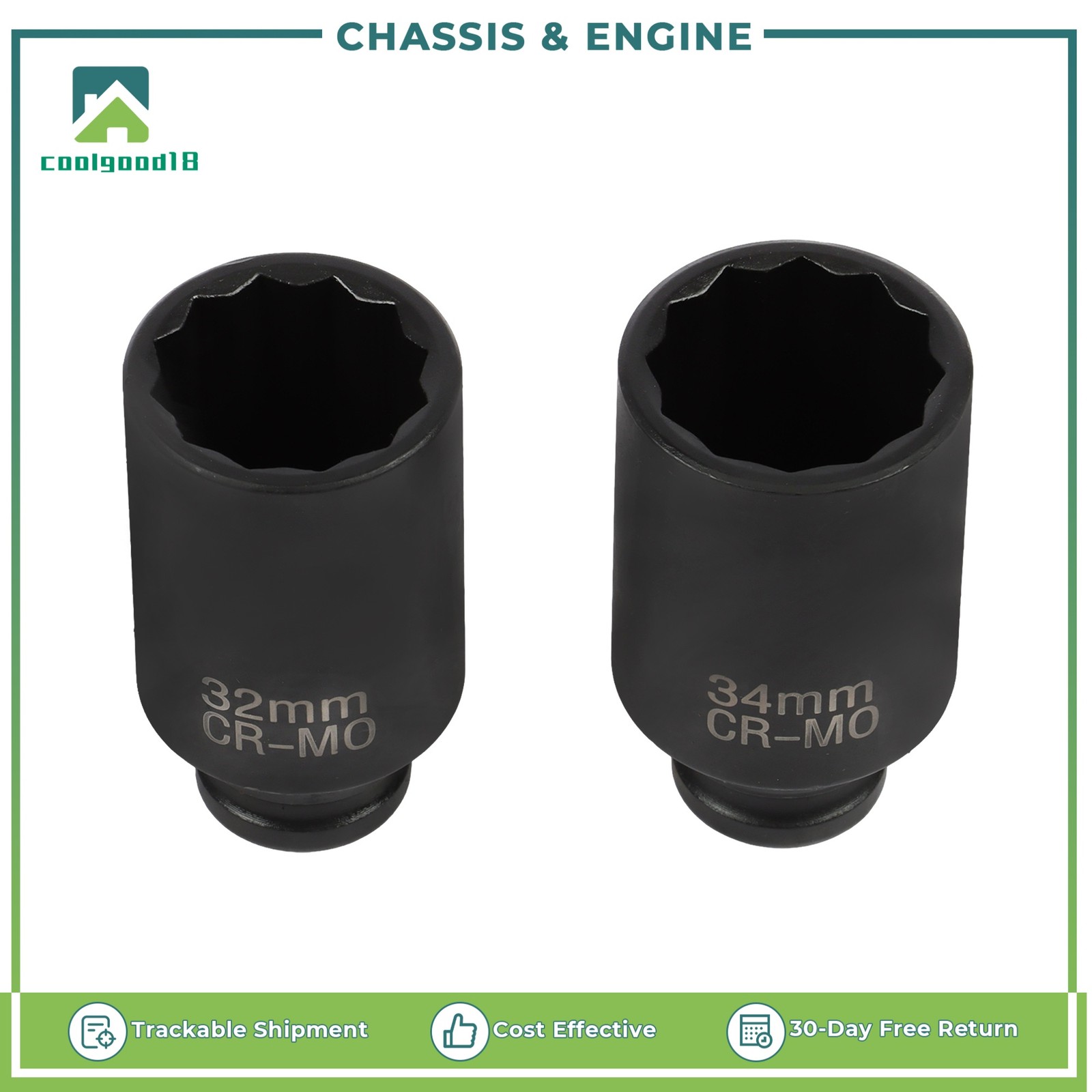 8PCS 1/2″ Impact Socket Set 1″ to 1-1/2″Drive Deep Spindle Axle Nut 12Point