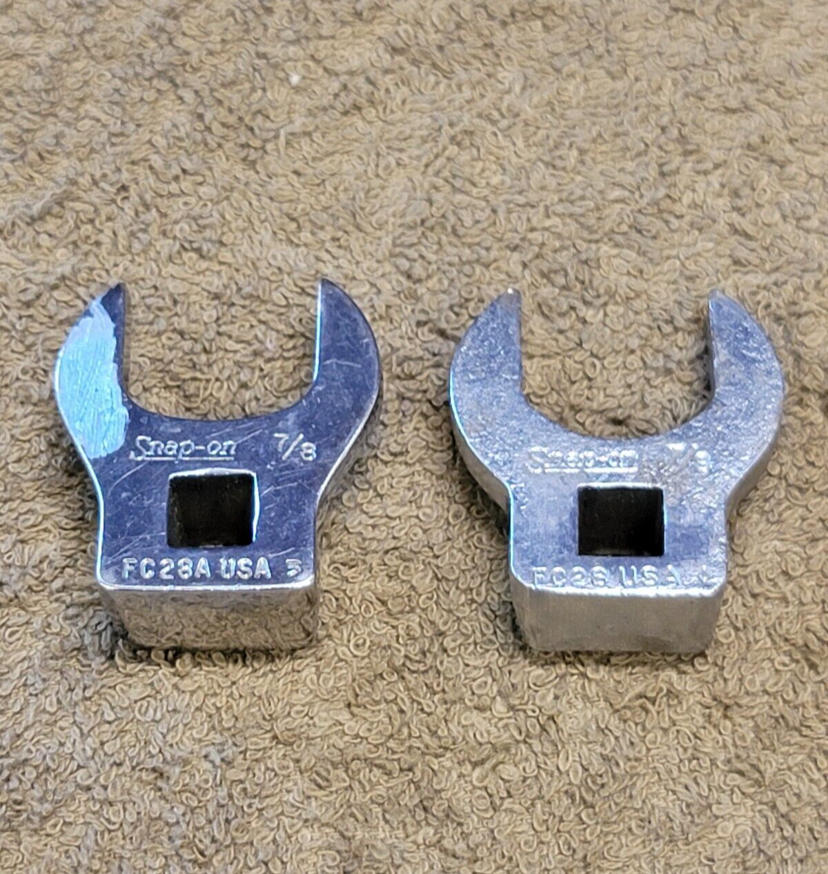 2 Snap-on FC28A Crowfoot Open End Wrench Sae Set 3/8″ Drive 7/8″ USA BOTH
