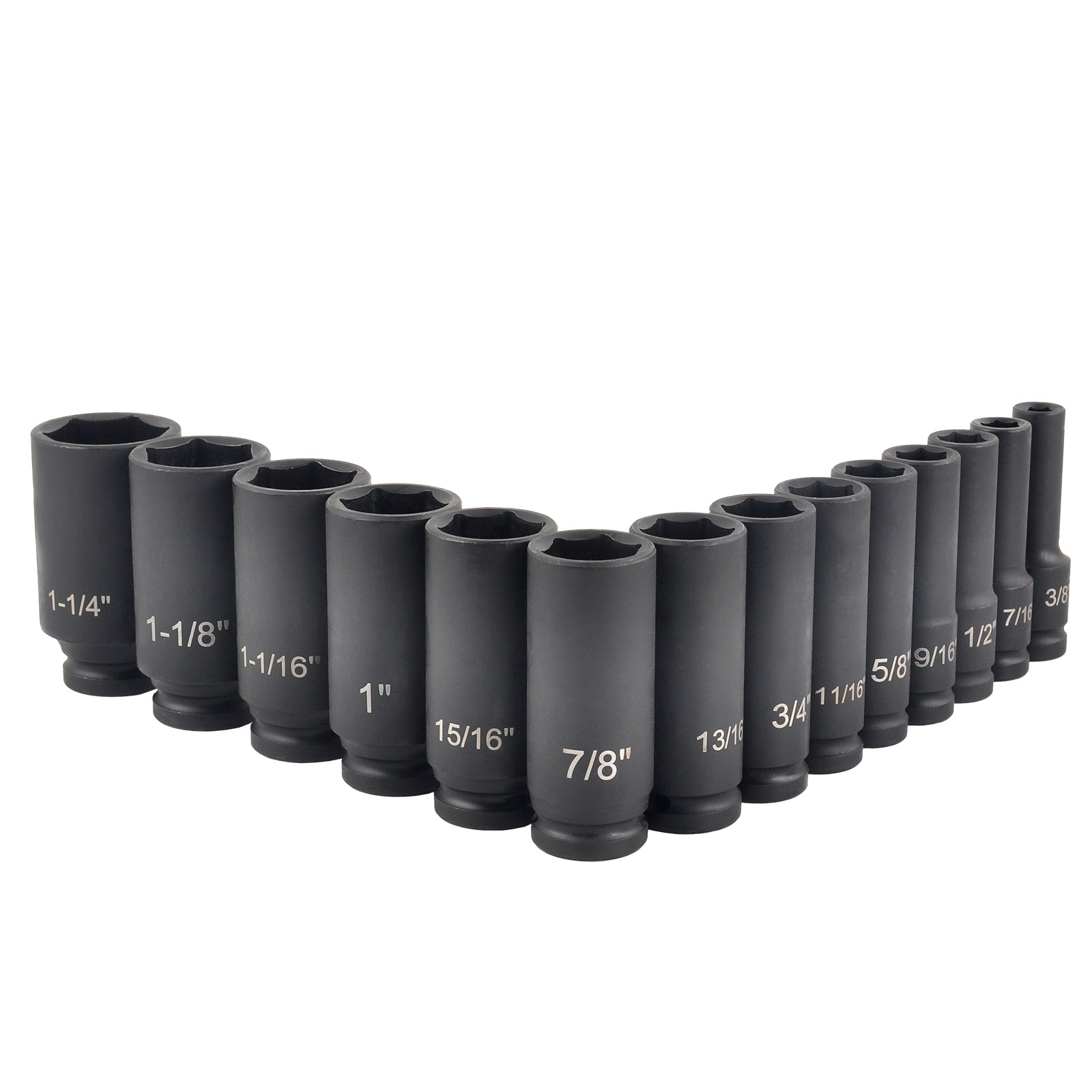 14PCS 1/2″ Drive Deep Shallow Impact Socket Set 6 Point, CR-V, 3/8″ to 1-1/4″