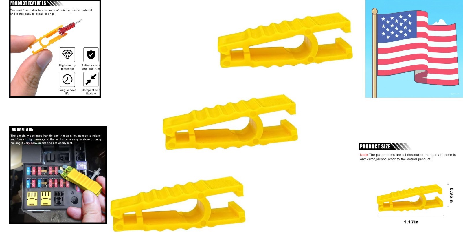 Set of 3 Car Fuse Puller Tools – Lightweight & Compact Automotive Extractors/