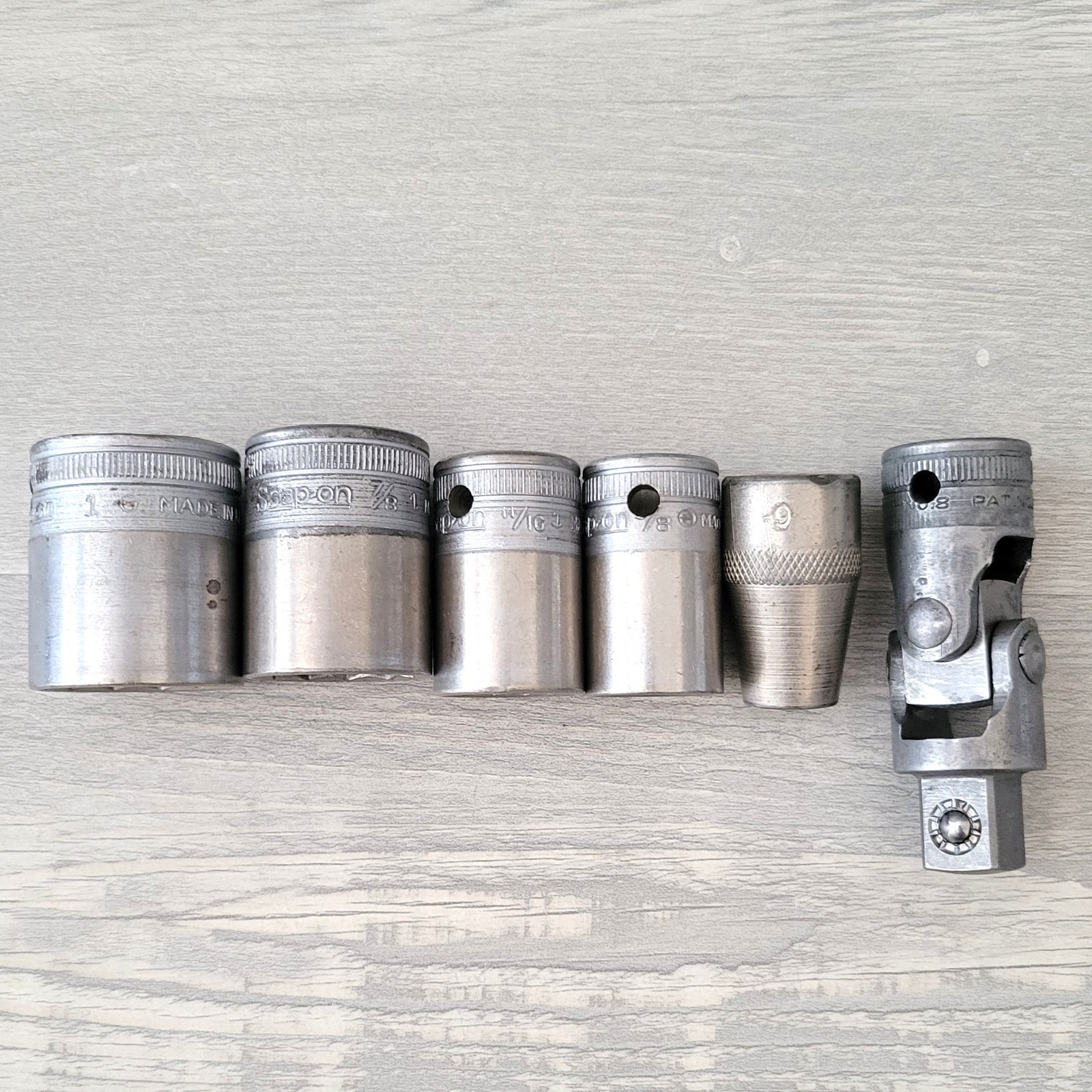 Lot of 6 Snap-On 1/2″ Drive Impact Universal /Swivel w/ SW 320, 280, 220, 200 -9