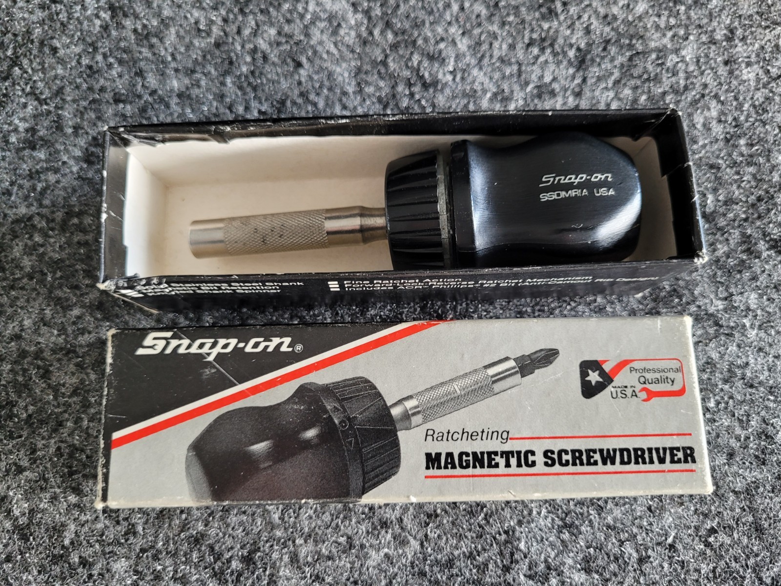 Snap-on Black Stubby Hard Handle Ratcheting Screwdriver SSDMR1A Older Box