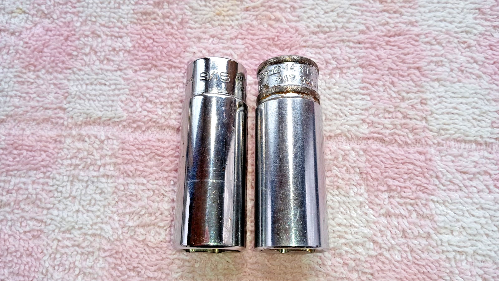 SNAP-ON DEEP SOCKETS PAIR 14mm AND 9/16 6pt 1/4dr DECENT USABLE COND gift idea