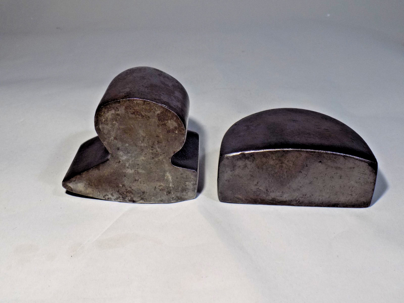 (2) 44 Oz. Blue Point BF712 & Unmarked USA 38 Oz. Heel Dollies-No Etchings