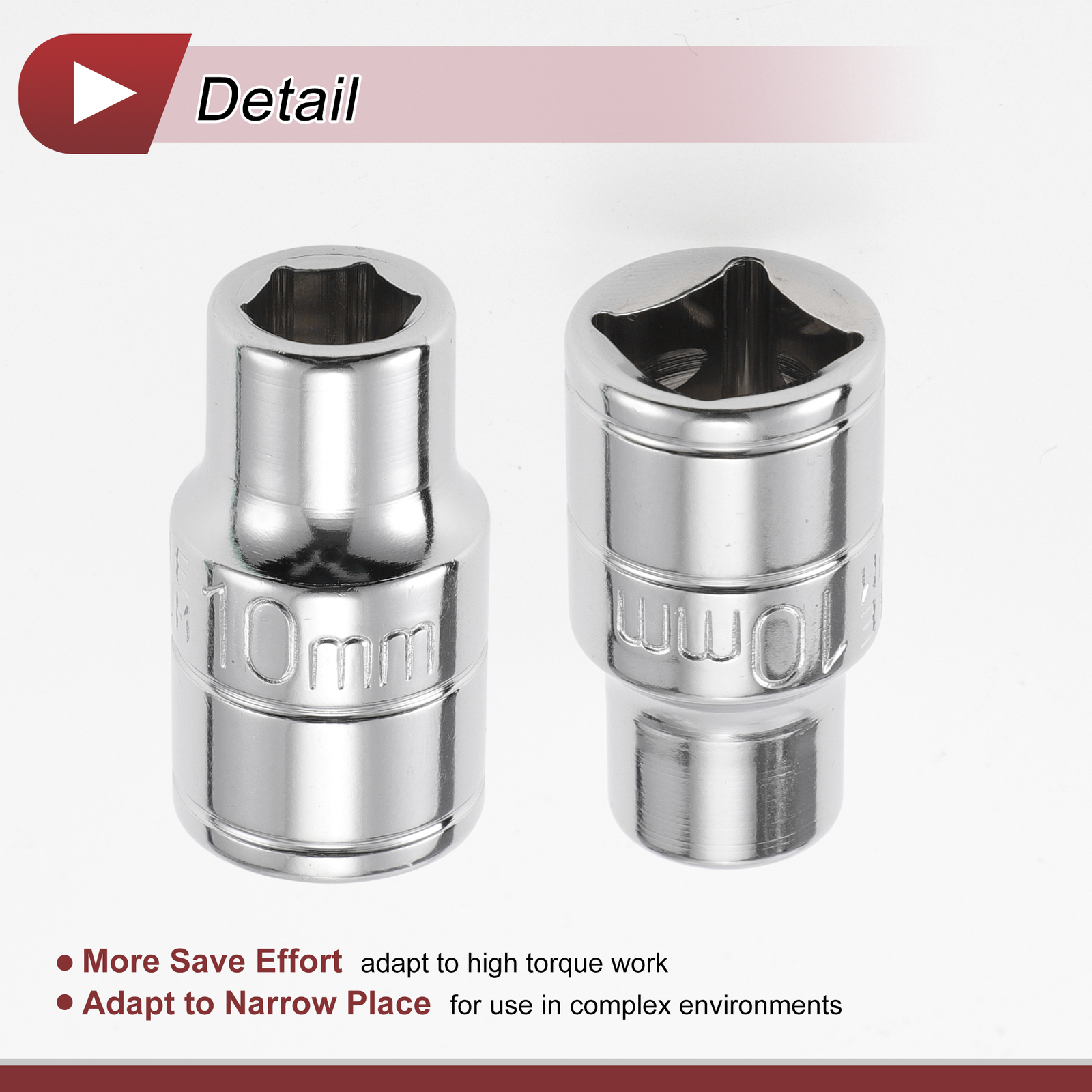 1/2 Inch Drive Impact Socket 10mm 6 Point Chrome Vanadium Steel 1 Pcs 38mm