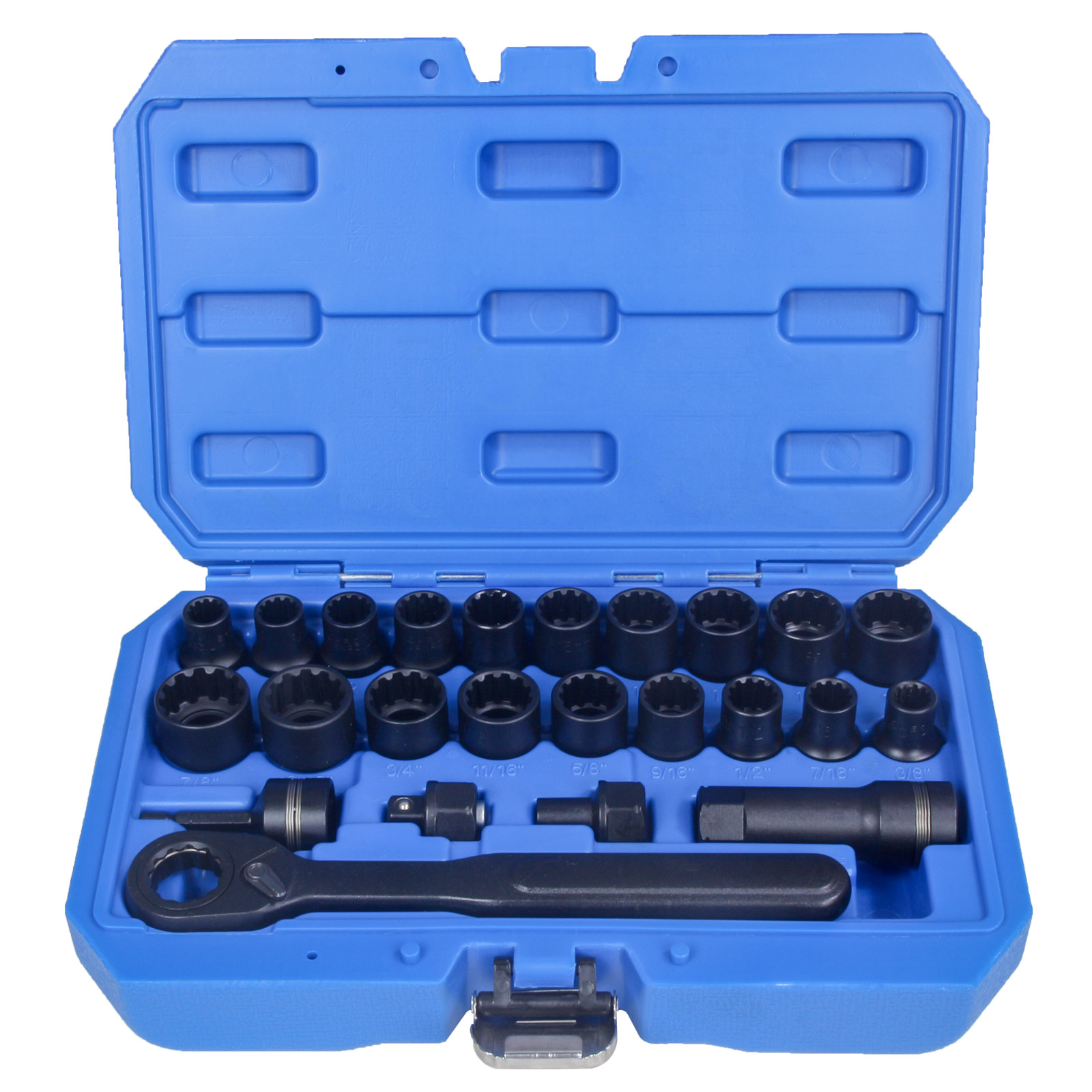 24PCS 3/8″ Drive Metric Sleeve Tools Socket Wrench Set 10-19MM SAE 3/8″-7/8″