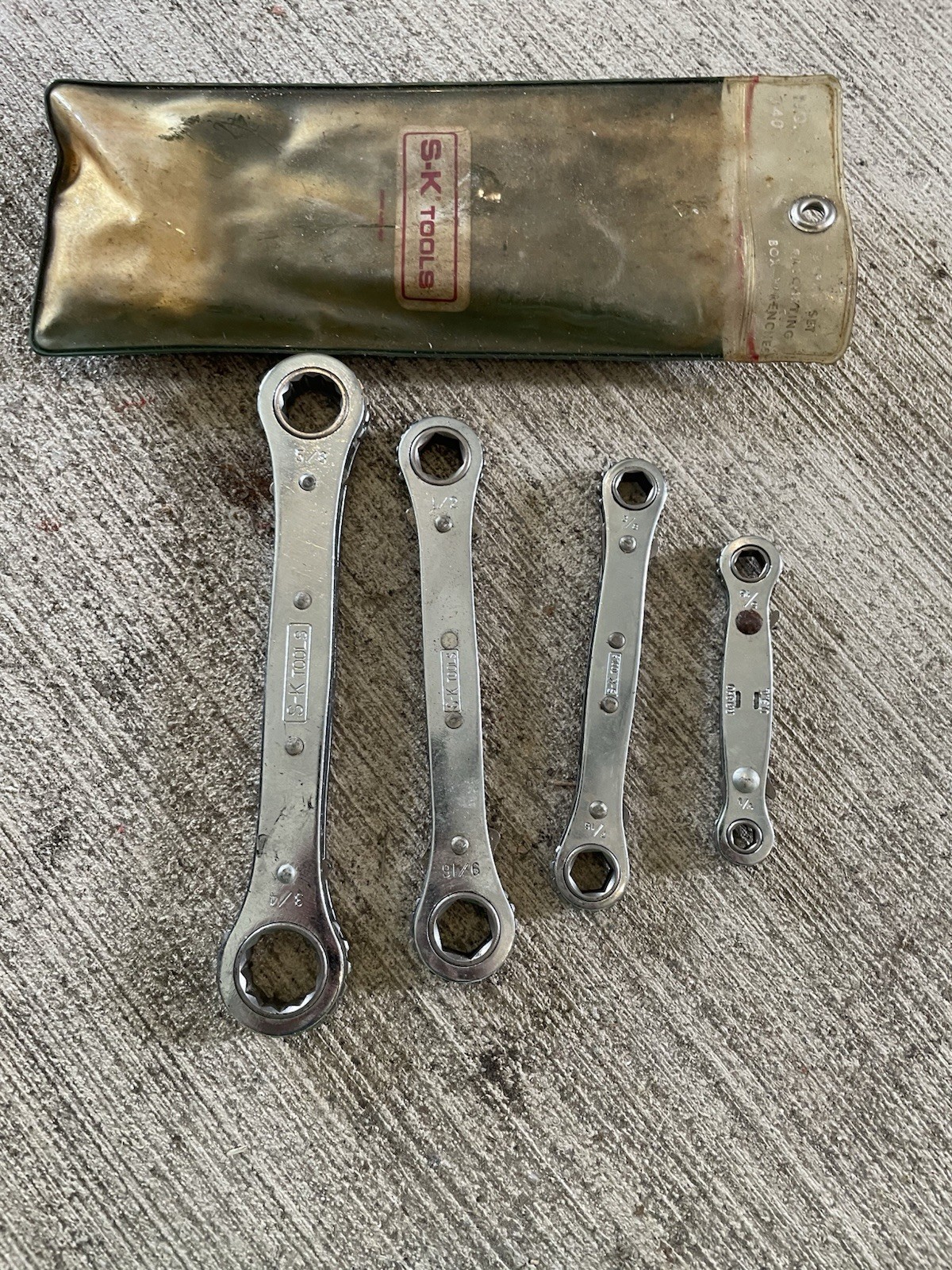 SK 4 Piece Double Box End Ratcheting Wrench Set