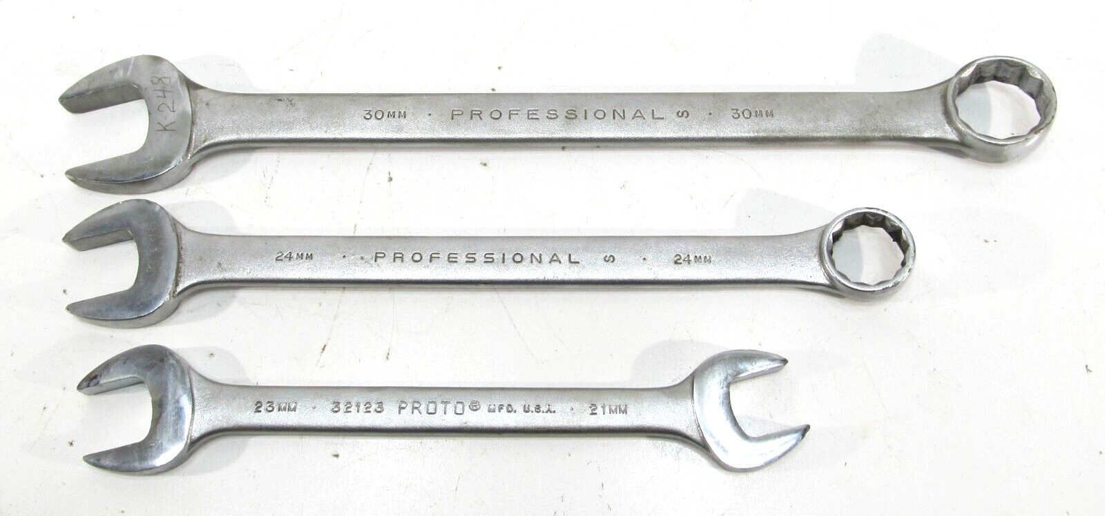 Three, Large Proto Metric End Wrenches (F)