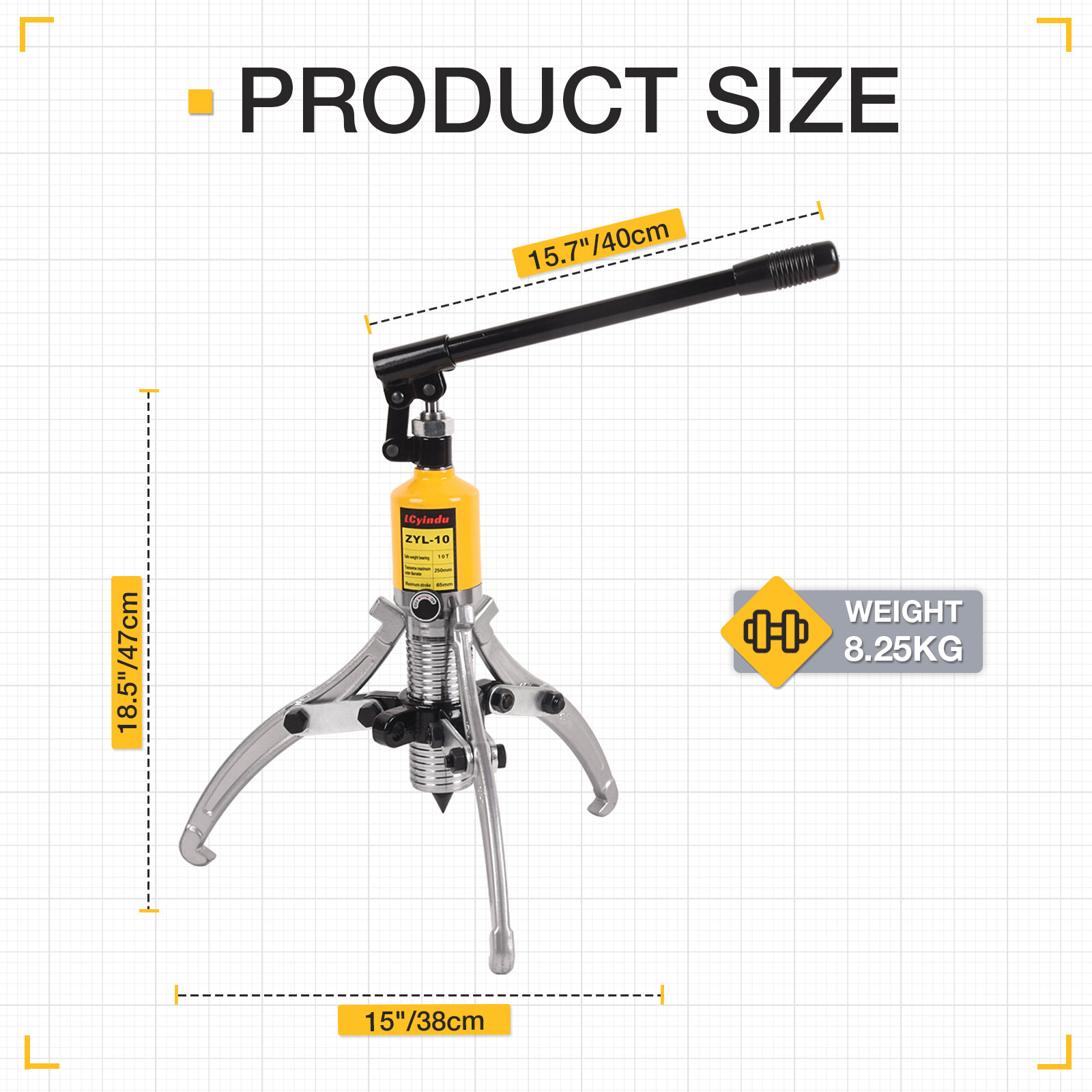 10Ton Hydraulic Gear Puller 2/3 Jaws Bearing Hub Separator Hydraulic Puller Tool