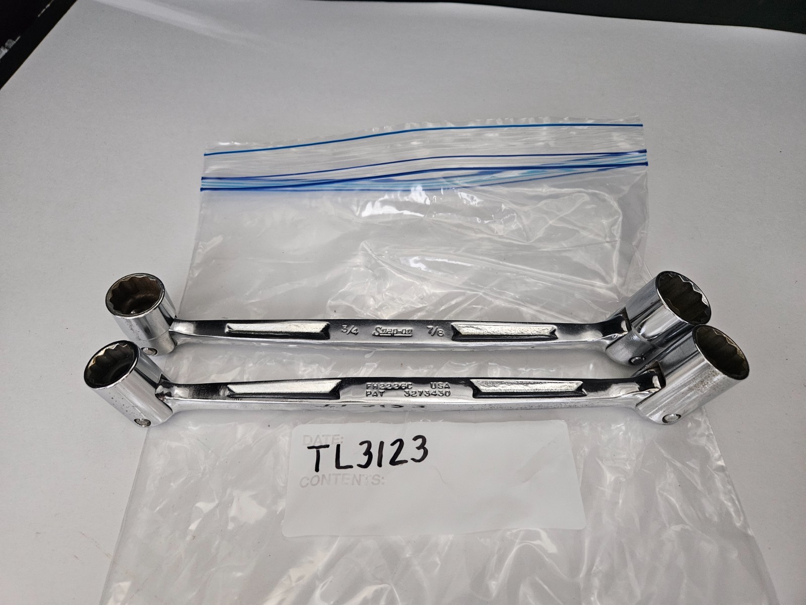 SNAP ON 2 PC #FH2226C & #FH2428C 12 PT DOUBLE FLEX HEAD SOCKET END WRENCHES