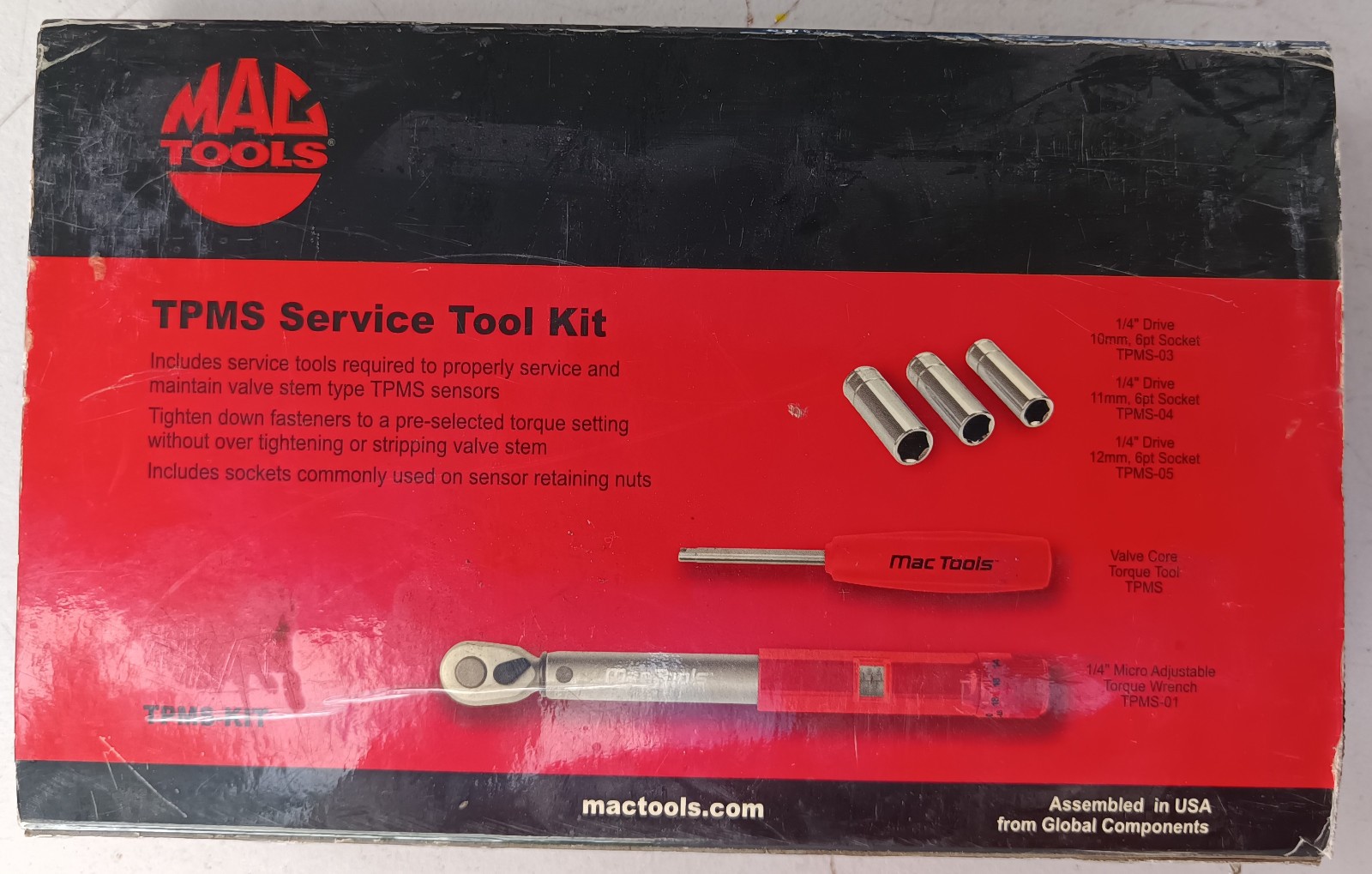 MAC TOOLS TPMS Service Tool Set TPMS-KIT Micro Adjustable Torque Wrench – used