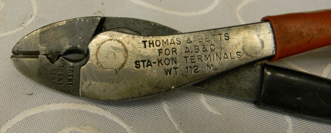THOMAS & BETTS 9-1/2″ LONG FOR A, B, C STA-KON TERMINAL CRIMPING PLIERS #WT112M