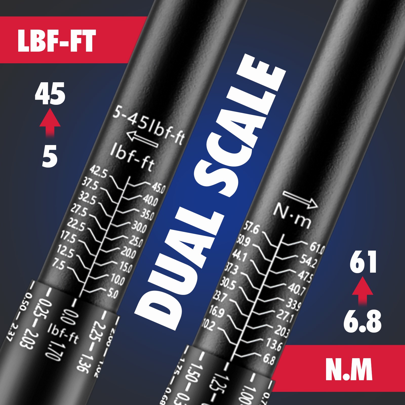 3/8″ Drive Click Torque Wrench Snap Socket Ratcheting 10~80 FT-LB/13.6~108.5N-M