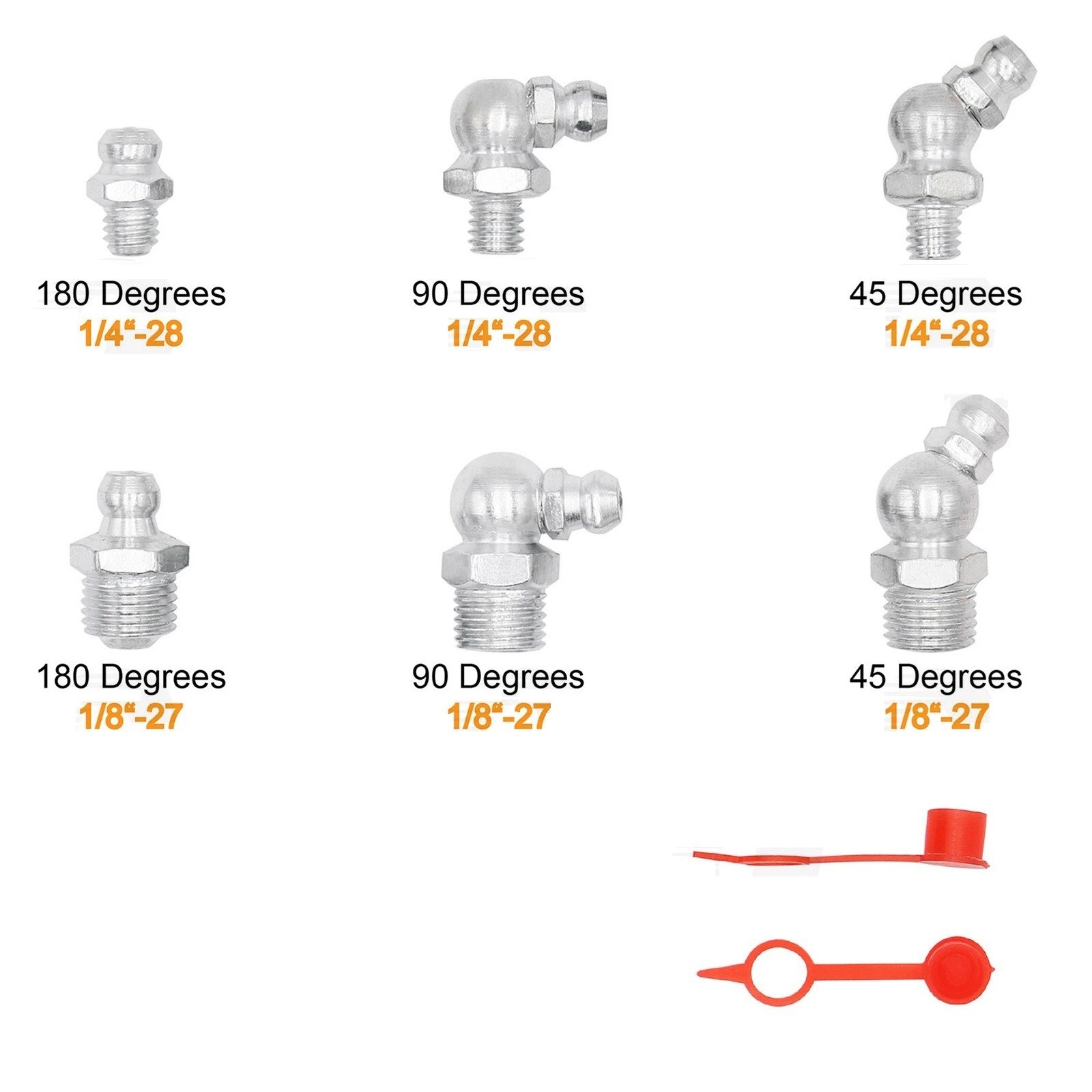 SAE 120 PCS Grease Fitting Set with 90 Degree and 45 Degree Zerks for Tool Use