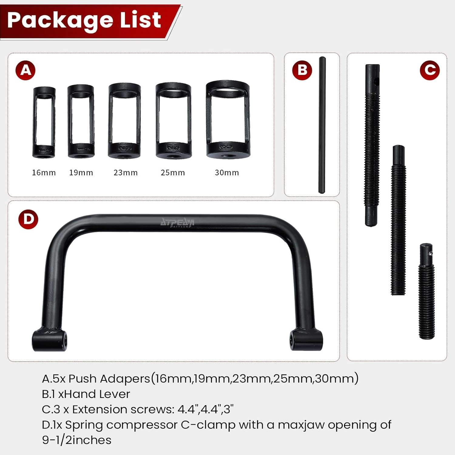 Corrosion-Resistant Valve Spring Compressor C Clamp Tool Set for All Vehicles