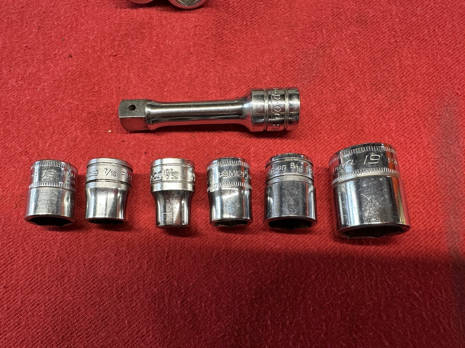 Snap-on 6PC 3/8″ Dr. Metric, SAE Socket Set + 2» Extension NICE