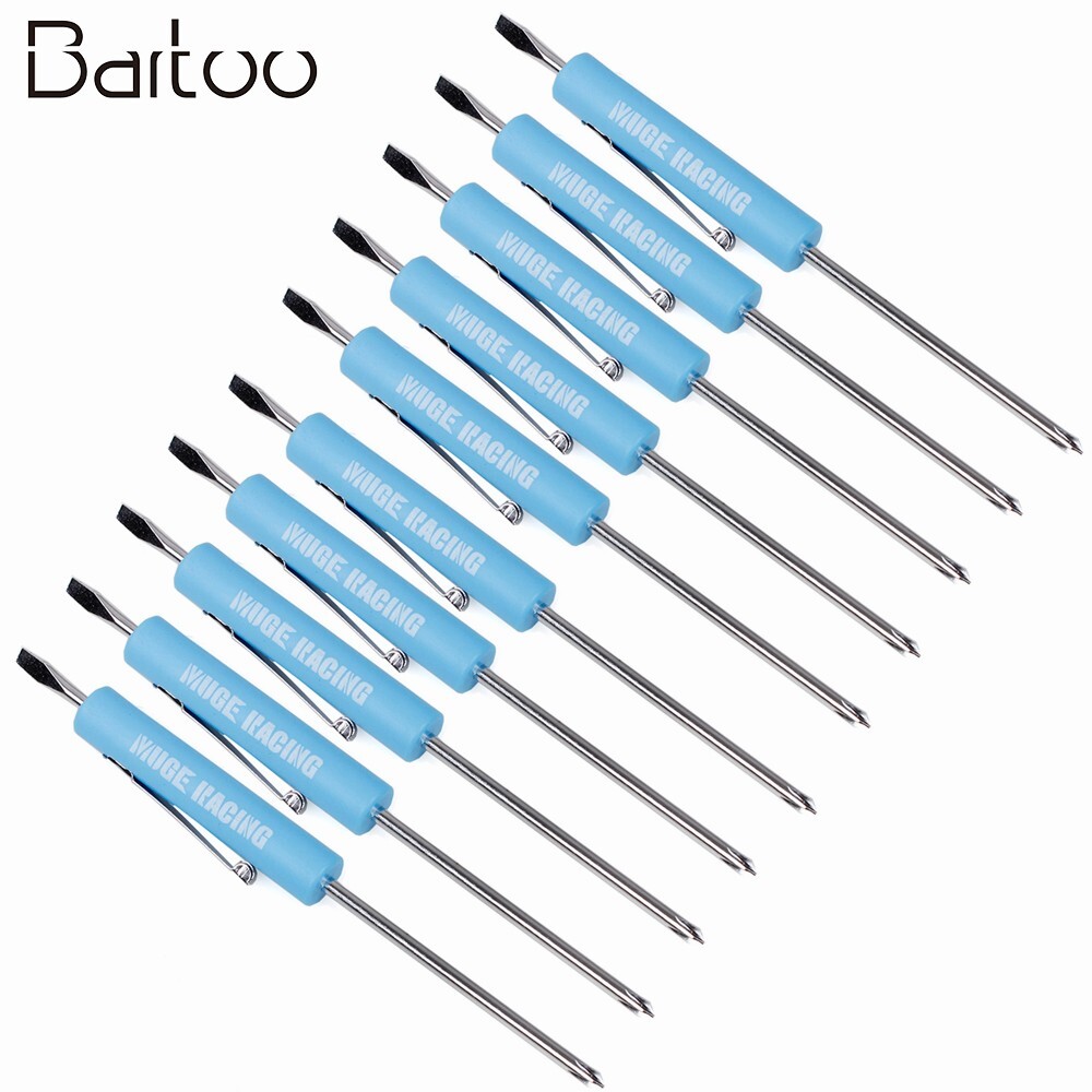 10PCS Mini Pocket Screwdriver Flat Tip w/ Magnet and Clip Phillips Slotted Flat
