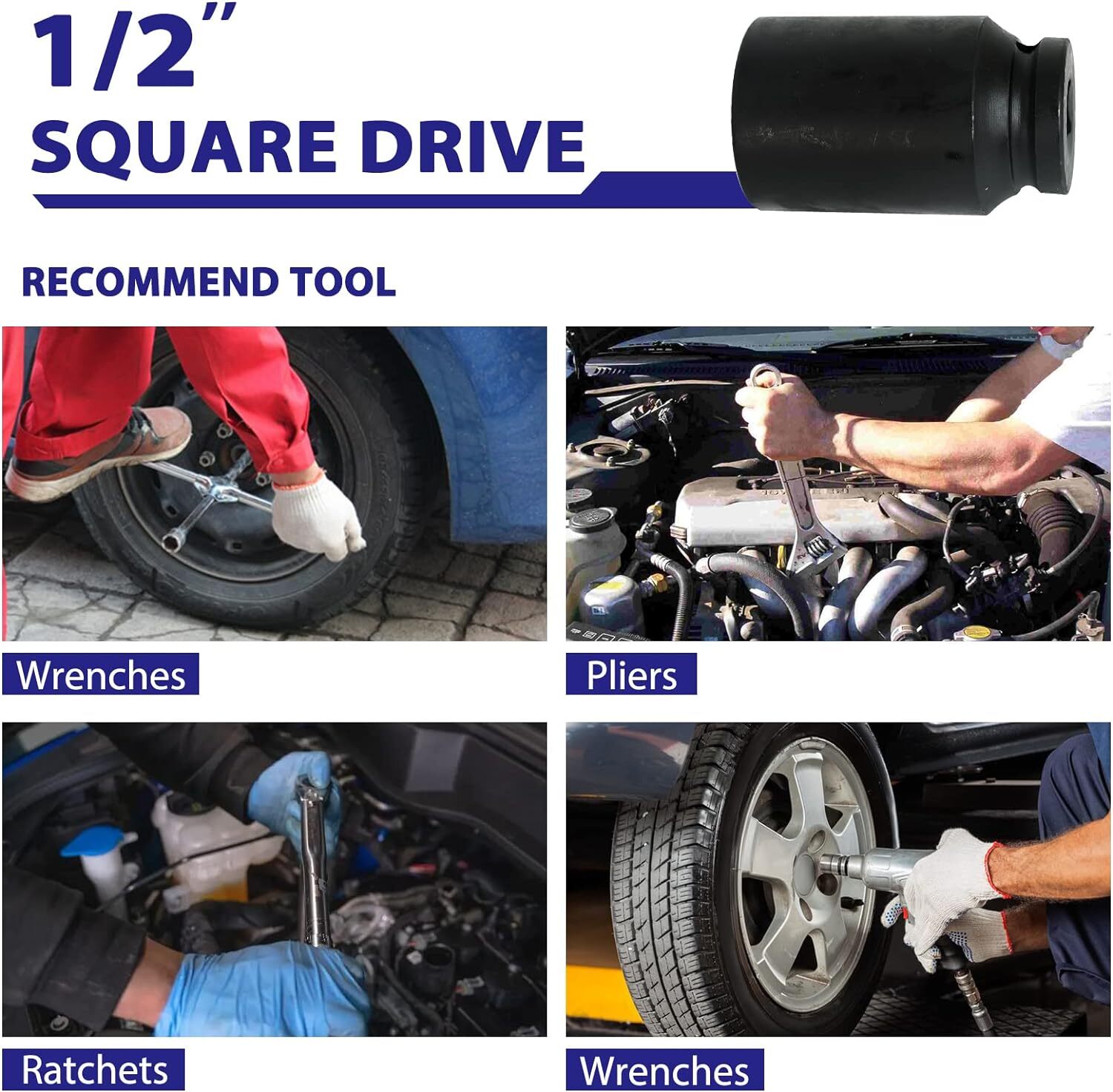 35pcs Deep Impact Socket Set 1/2″ Inch Drive 8-32mm Metric Garage Sae With Case