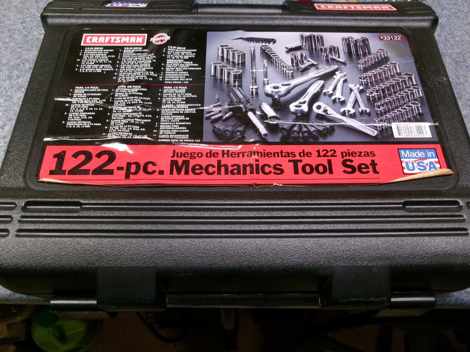 Craftsman USA 122 Piece Mechanic Tool Set with Case No 33122 Nice!