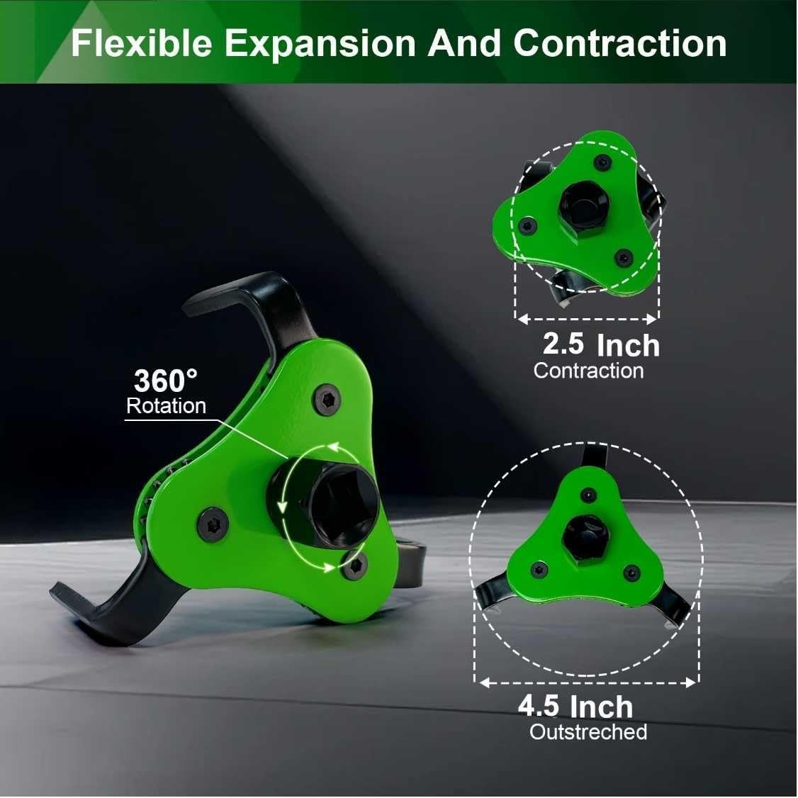 Universal Heavy Duty Oil Filter Wrench – Adjustable 3 Jaw Grip (2.5″ to 4.5″)