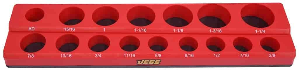 JEGS 85034 Magnetic Socket Tray 1/2 in. SAE Drive Red