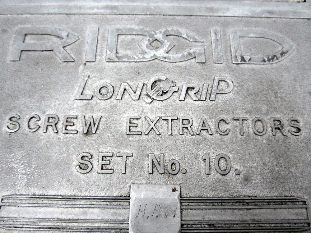 Vintage Ridgid LonGrip Screw Extractor Set No. 10 Aluminum Case USA