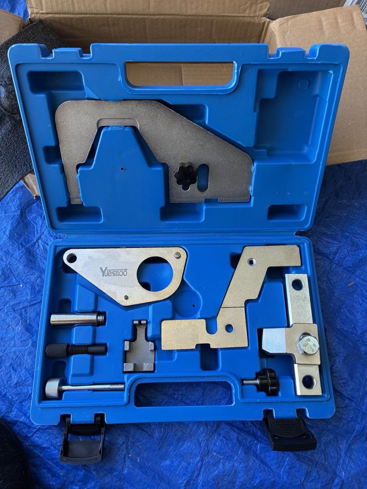 Yuesstloo Engine Camshaft Timing Locking Tool Kit, 9PCS Blue case
