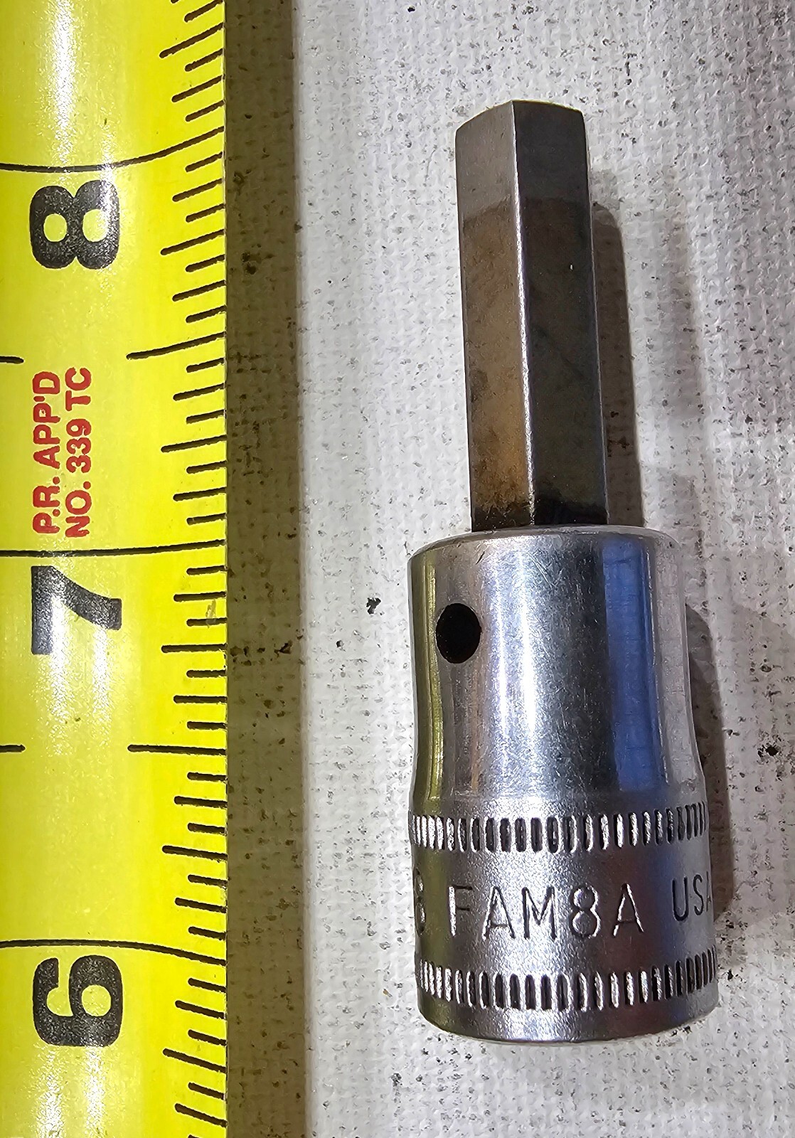 Vintage 1982 SNAP ON FAM8A 3/8″ DRIVE 8mm HEX TIP SOCKET CHROME