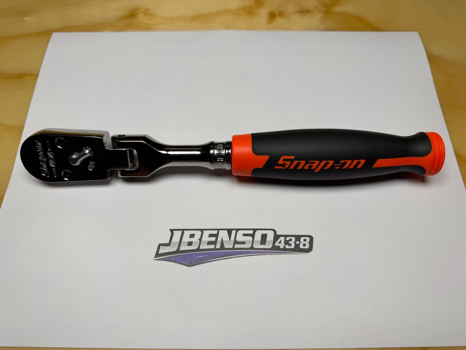 Snap-on Tools USA NEW ORANGE 3/8″ Drive 100 Tooth Soft Grip Flex Ratchet FHF100O